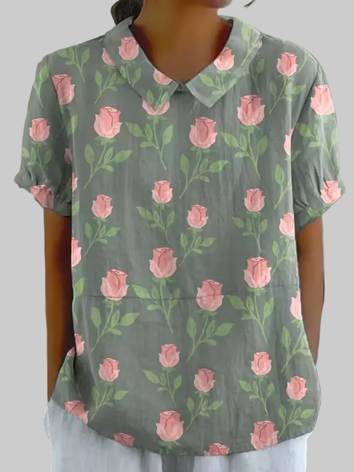 Jade | Camisa Floral Verde Salvia