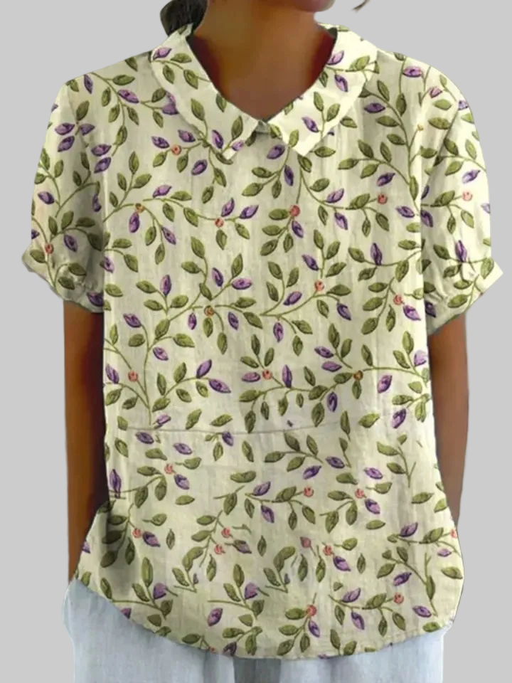 Mila | Blusa Lavanda y Hojas
