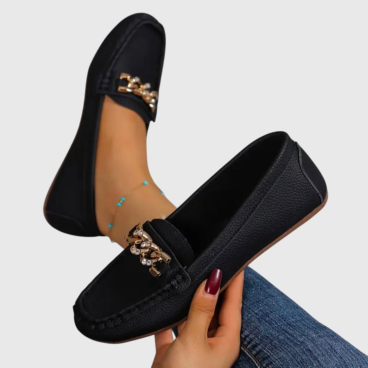 Eden - Mocasines planos con hebilla de diamante