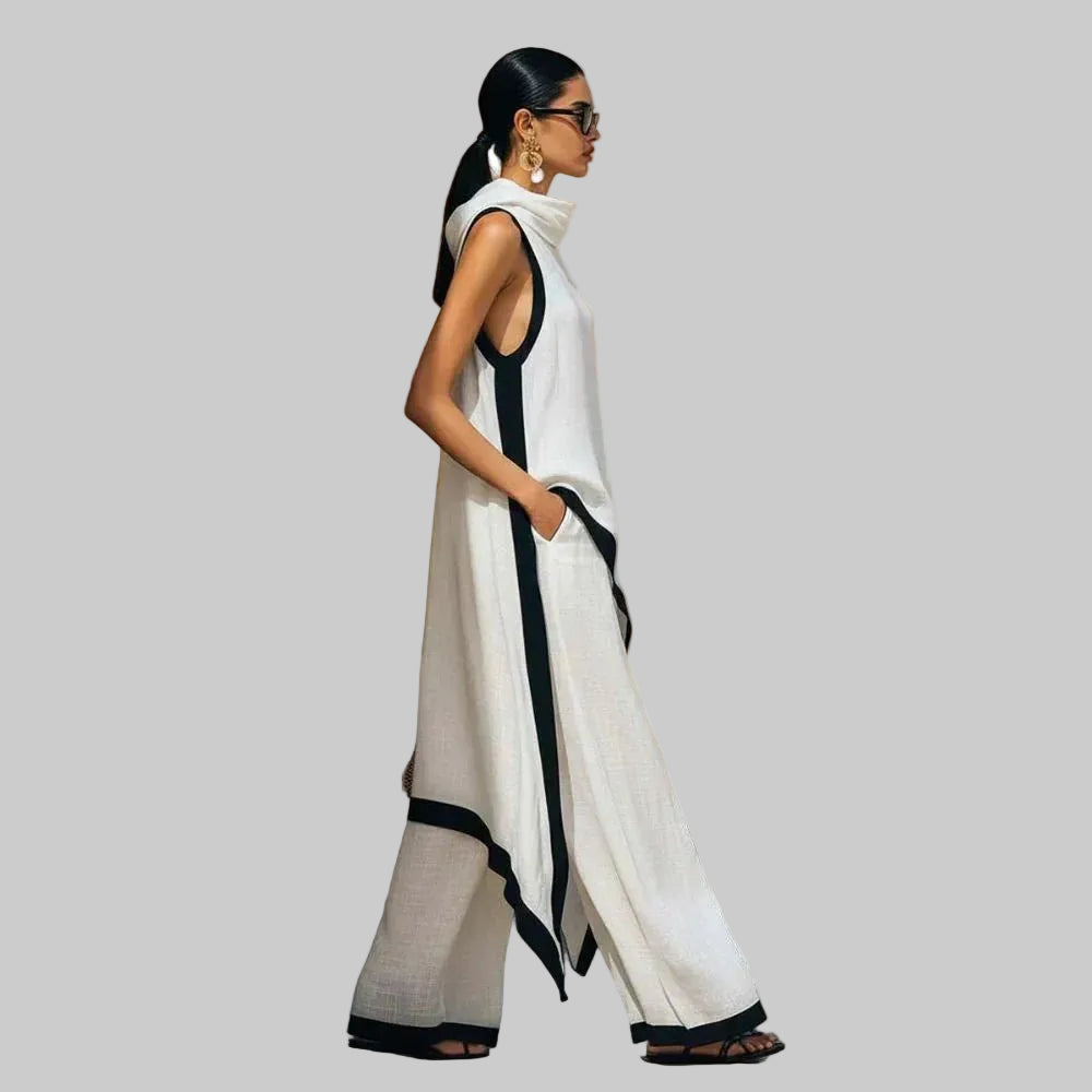 Nadia Conjunto Efecto Lino Atemporal con Diseño Minimalista