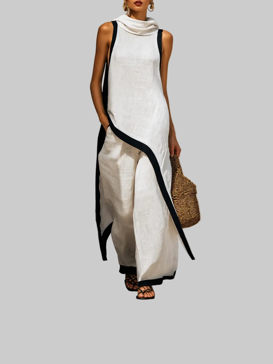 Nadia Conjunto Efecto Lino Atemporal con Diseño Minimalista