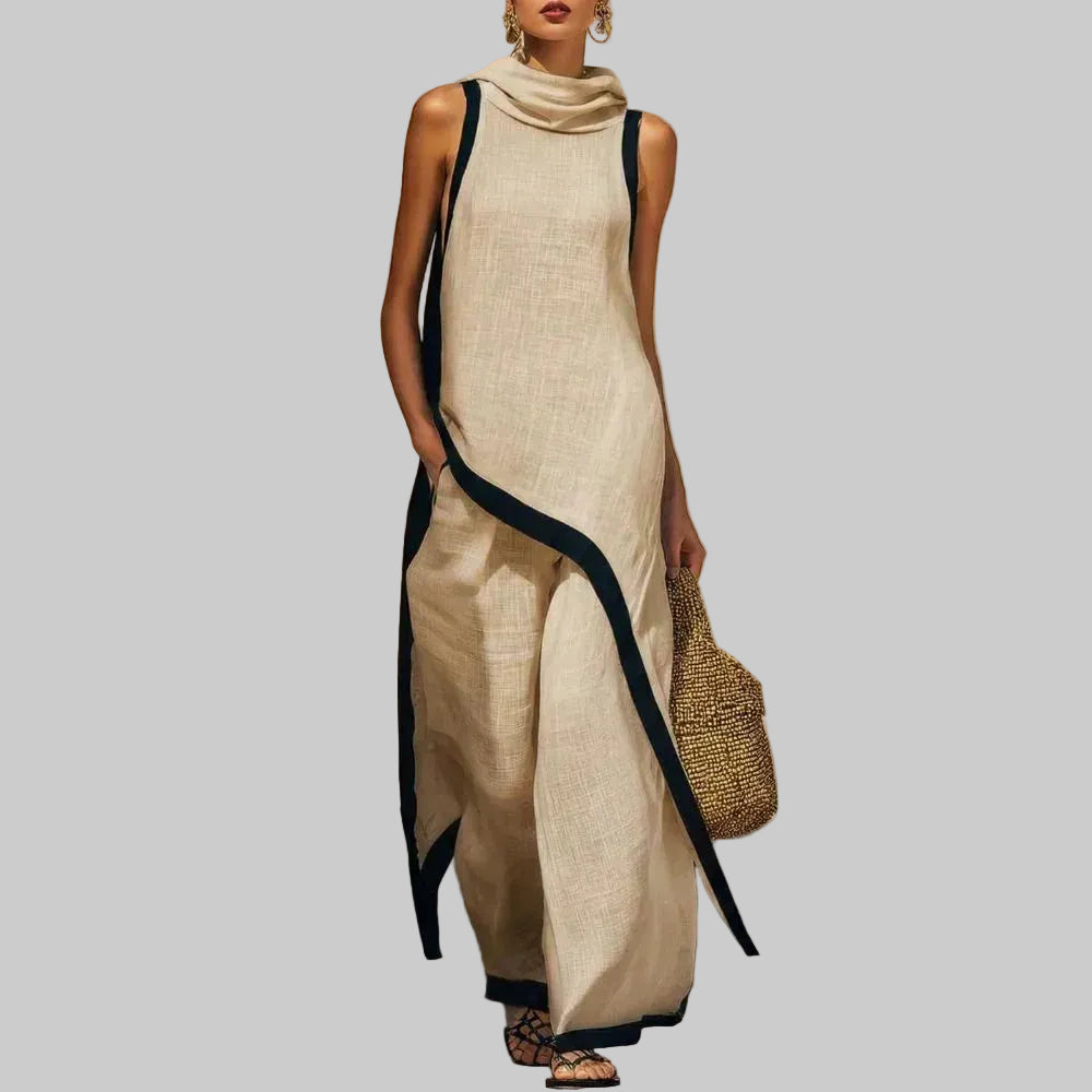 Nadia Conjunto Efecto Lino Atemporal con Diseño Minimalista