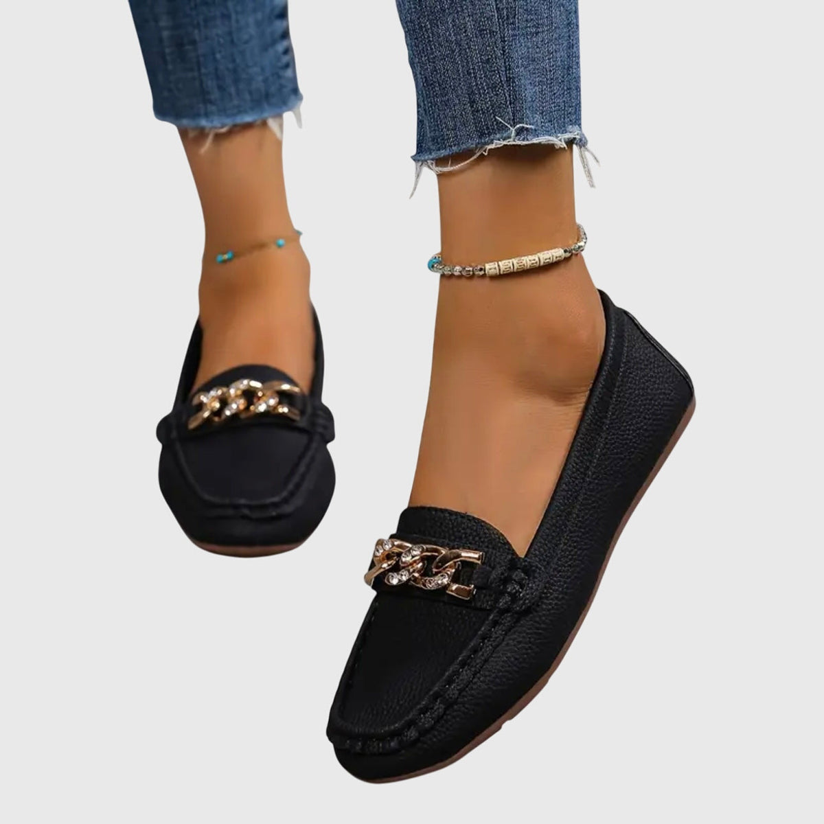Eden - Mocasines planos con hebilla de diamante