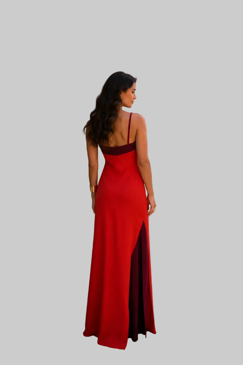 Vestido largo halter con abertura