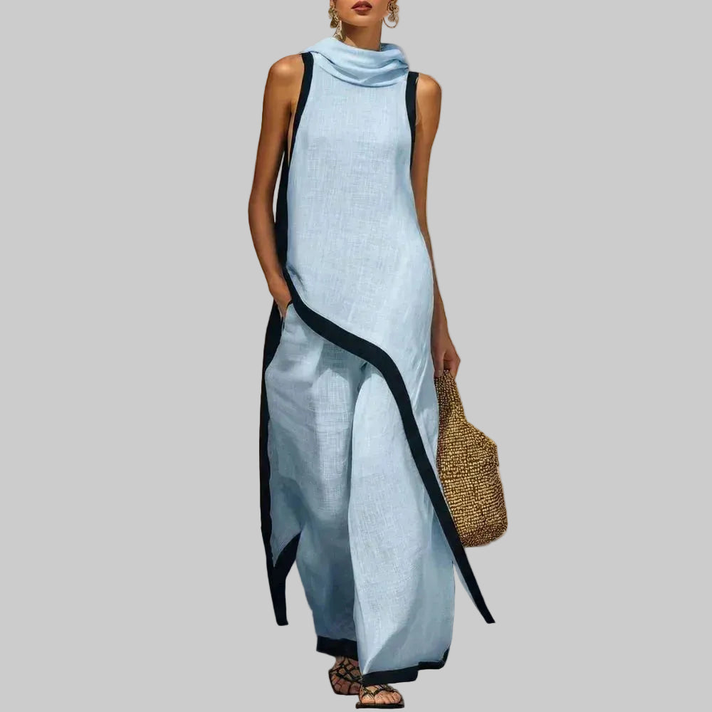 Nadia Conjunto Efecto Lino Atemporal con Diseño Minimalista