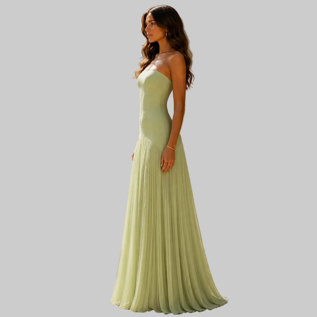 Vestido con diseño de hombros descubiertos