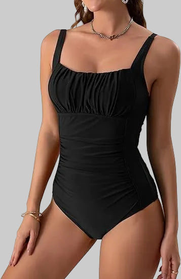 Leona | Monokini Elegante con Control de Abdomen en Negro