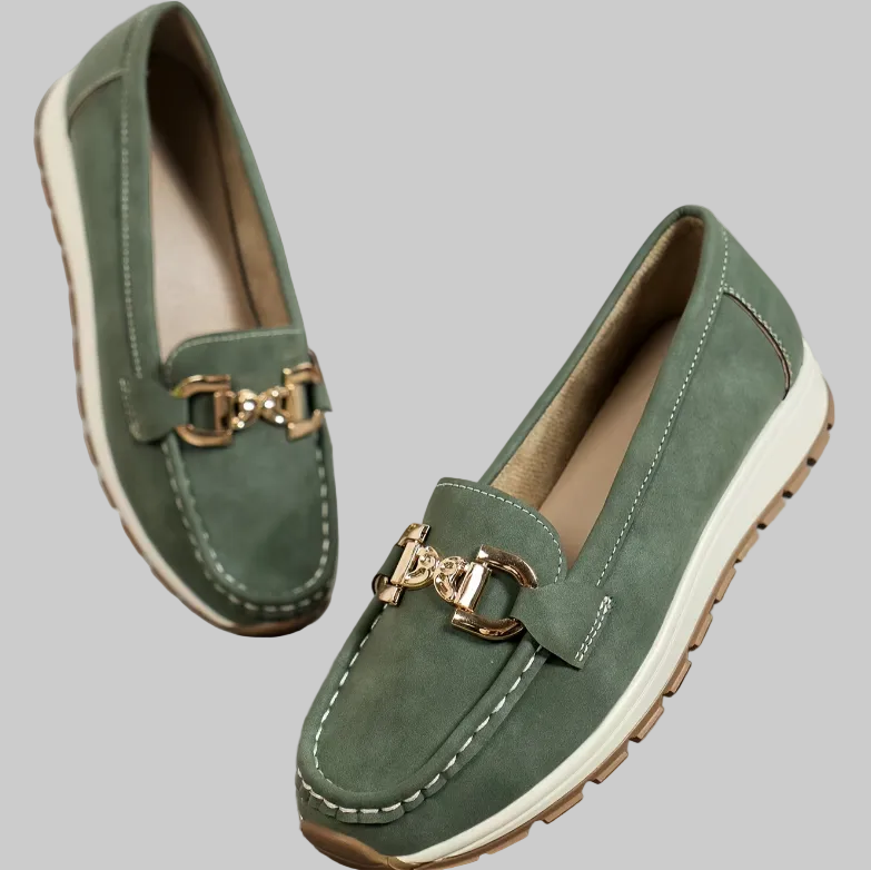 Eloise - Mocasines verdes con hebilla