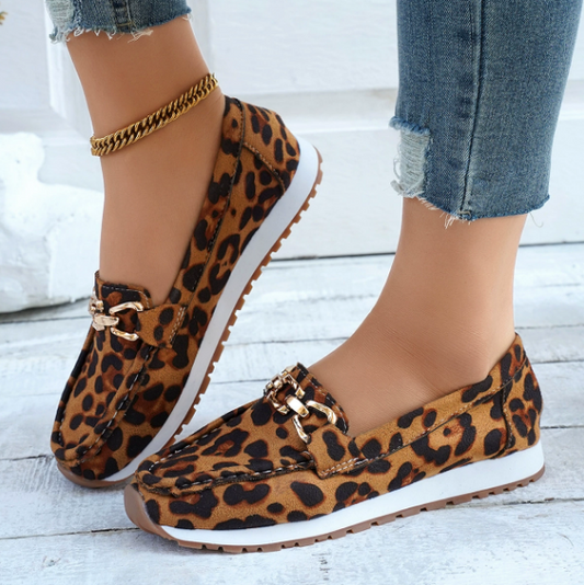 Everly - Mocasines con estampado de leopardo