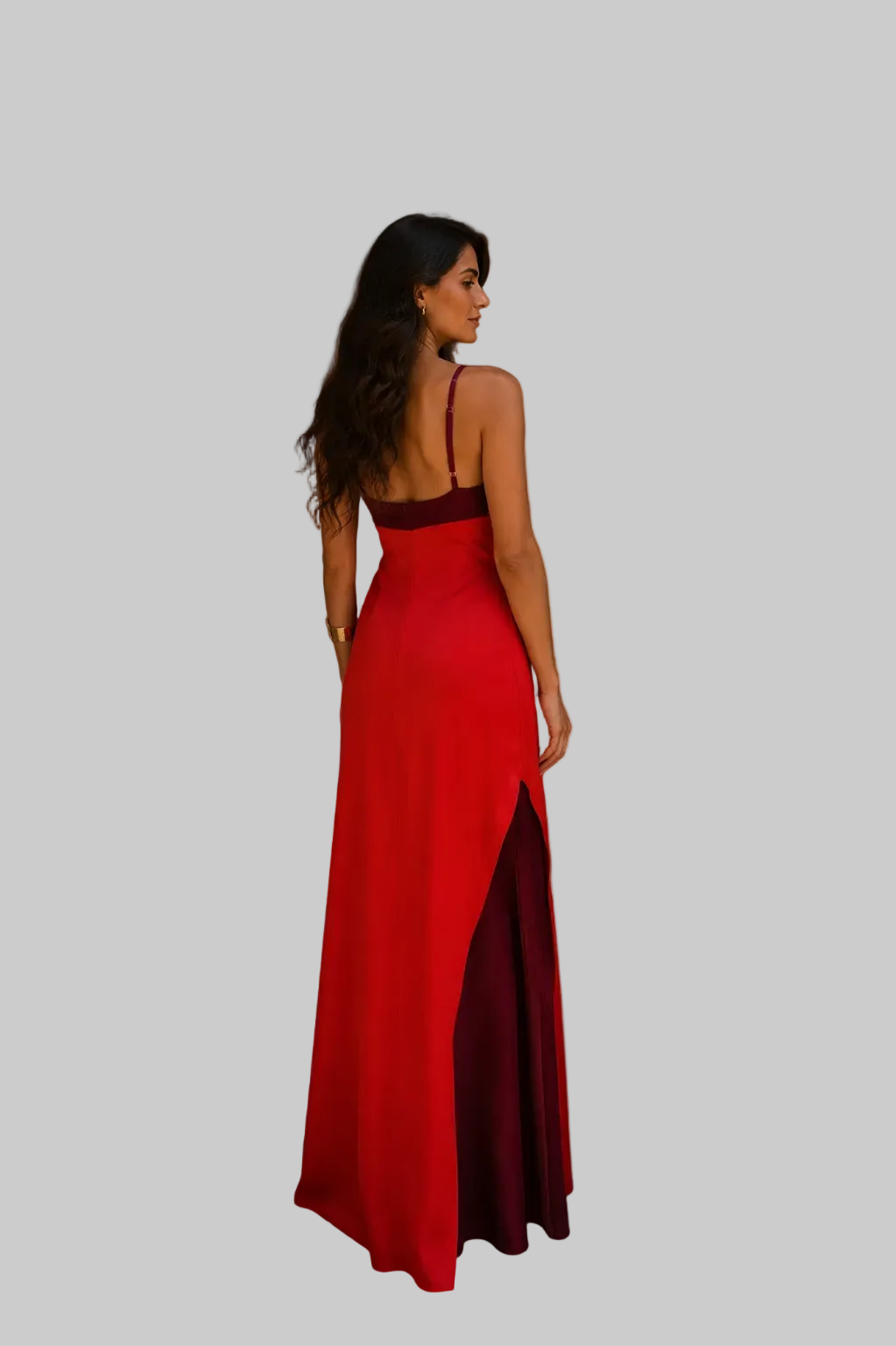 Vestido largo halter con abertura