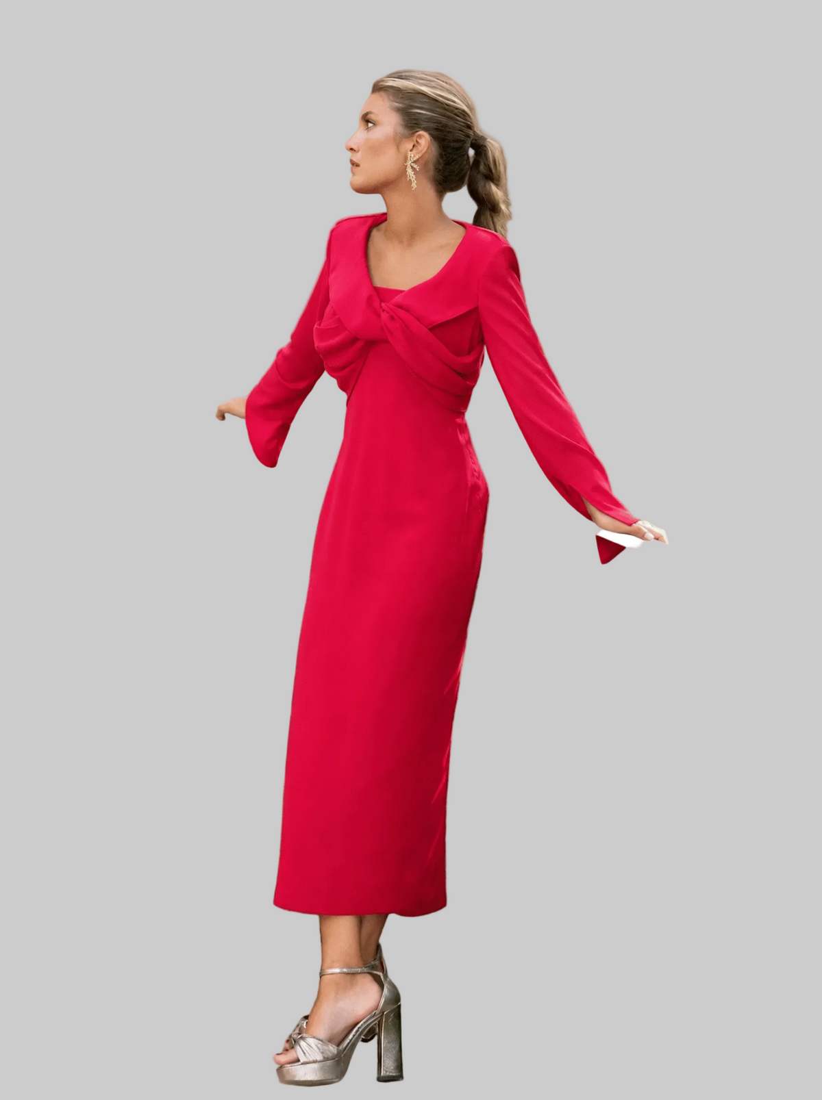 Vestido Midi Elegante Rojizo