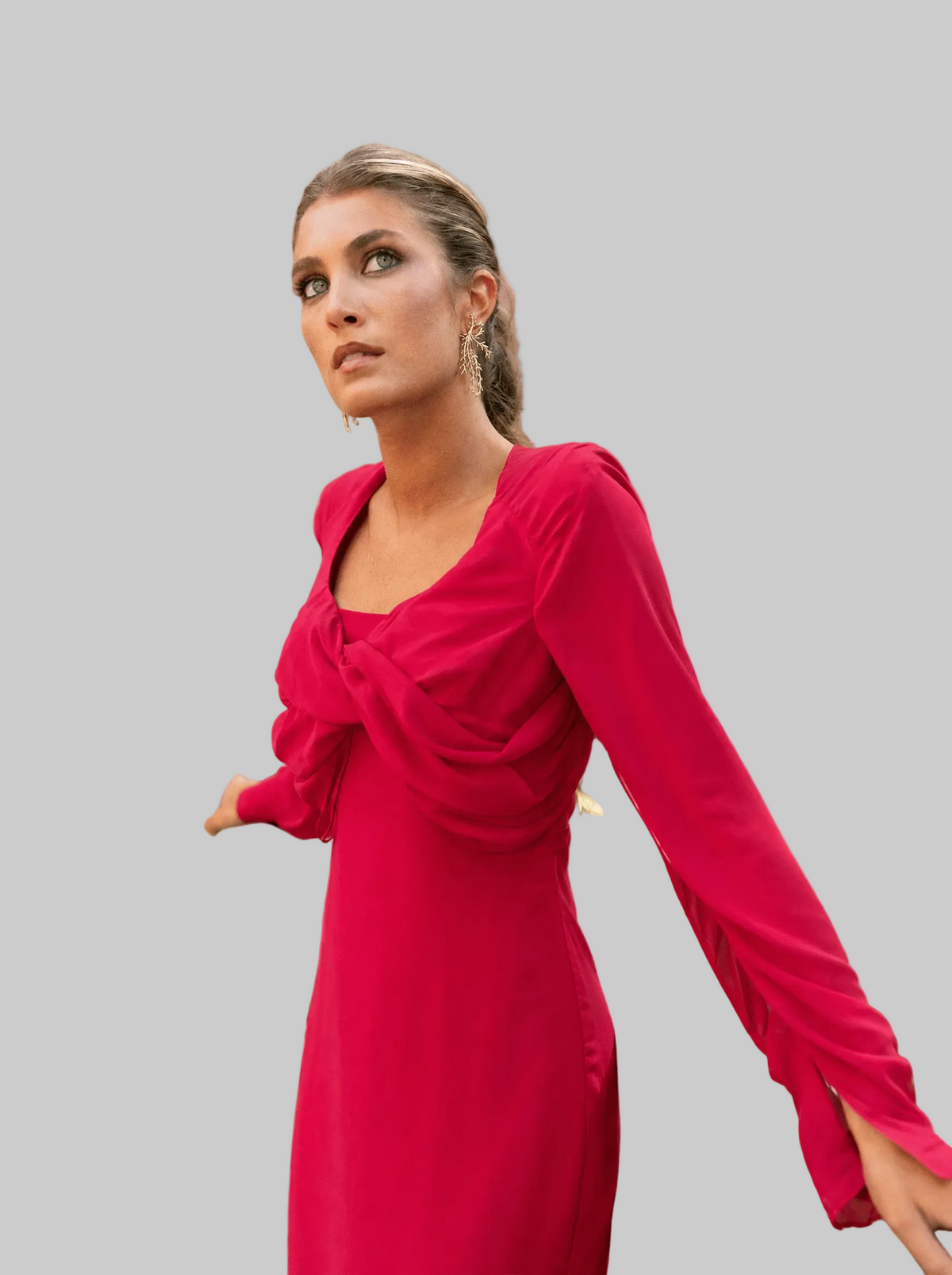 Vestido Midi Elegante Rojizo